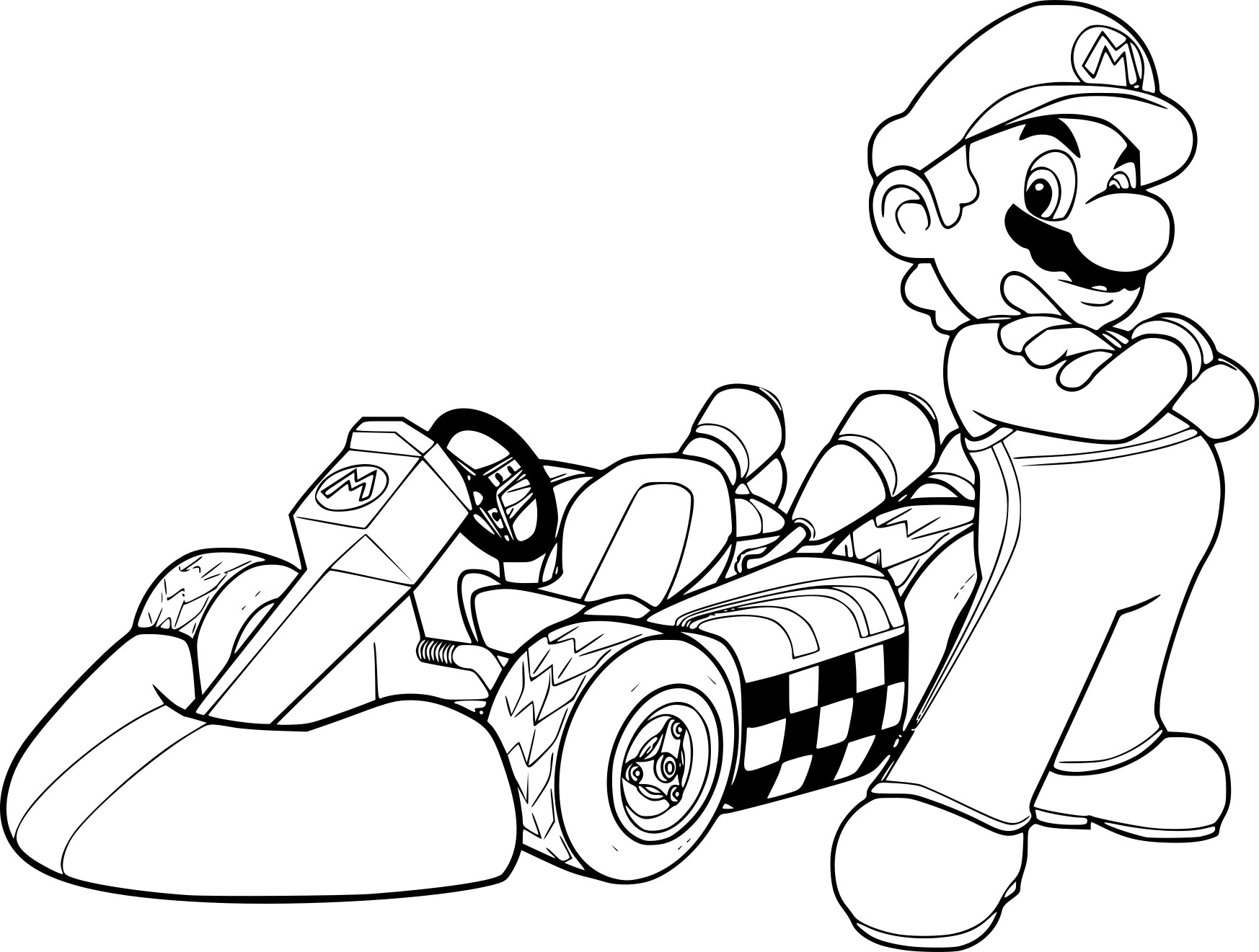 Coloriage Mario dans Mario Kart à imprimer