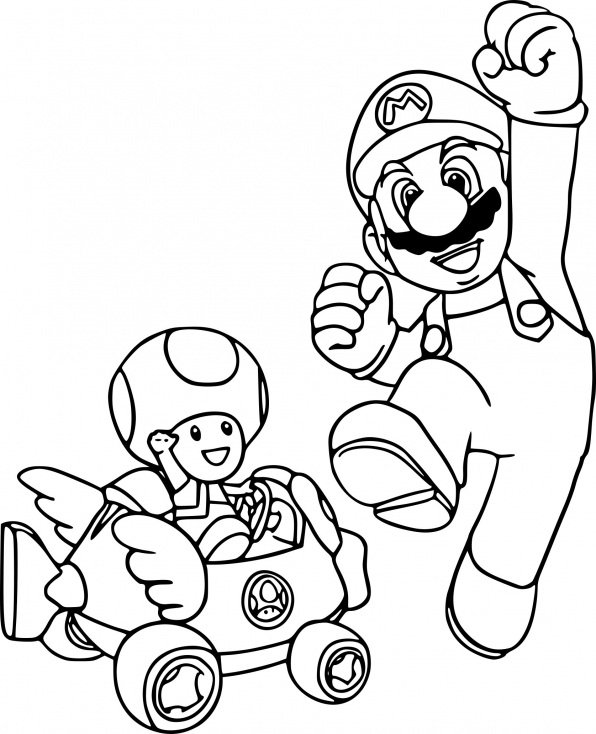 Coloriage Mario et Toad à imprimer